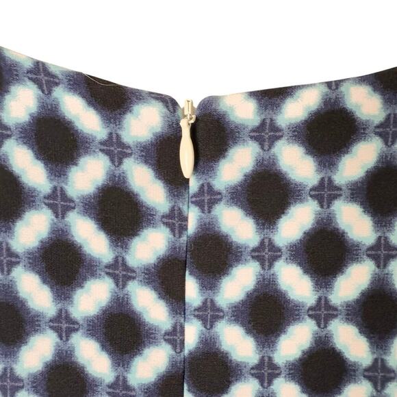 Joseph Ribkoff Blue Geo Print Sheath Midi‎ Dress V-Neck Sleeveless, Size 14 - Picture 10 of 11